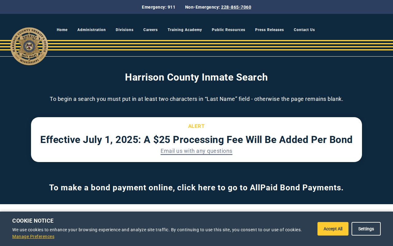 Harrison County inmate search for Ray County destination custody records